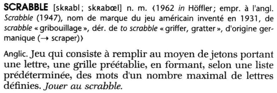 Scrabble et dictionnaires - Nonuple Scrabble